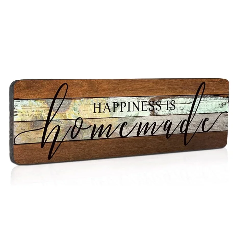 Farmhouse Wood Sign Wall Decor Love Sign Home Decor Wall Art-Happiness is Homemade-Kitchen Signs Wall Decor Size 16"x5"