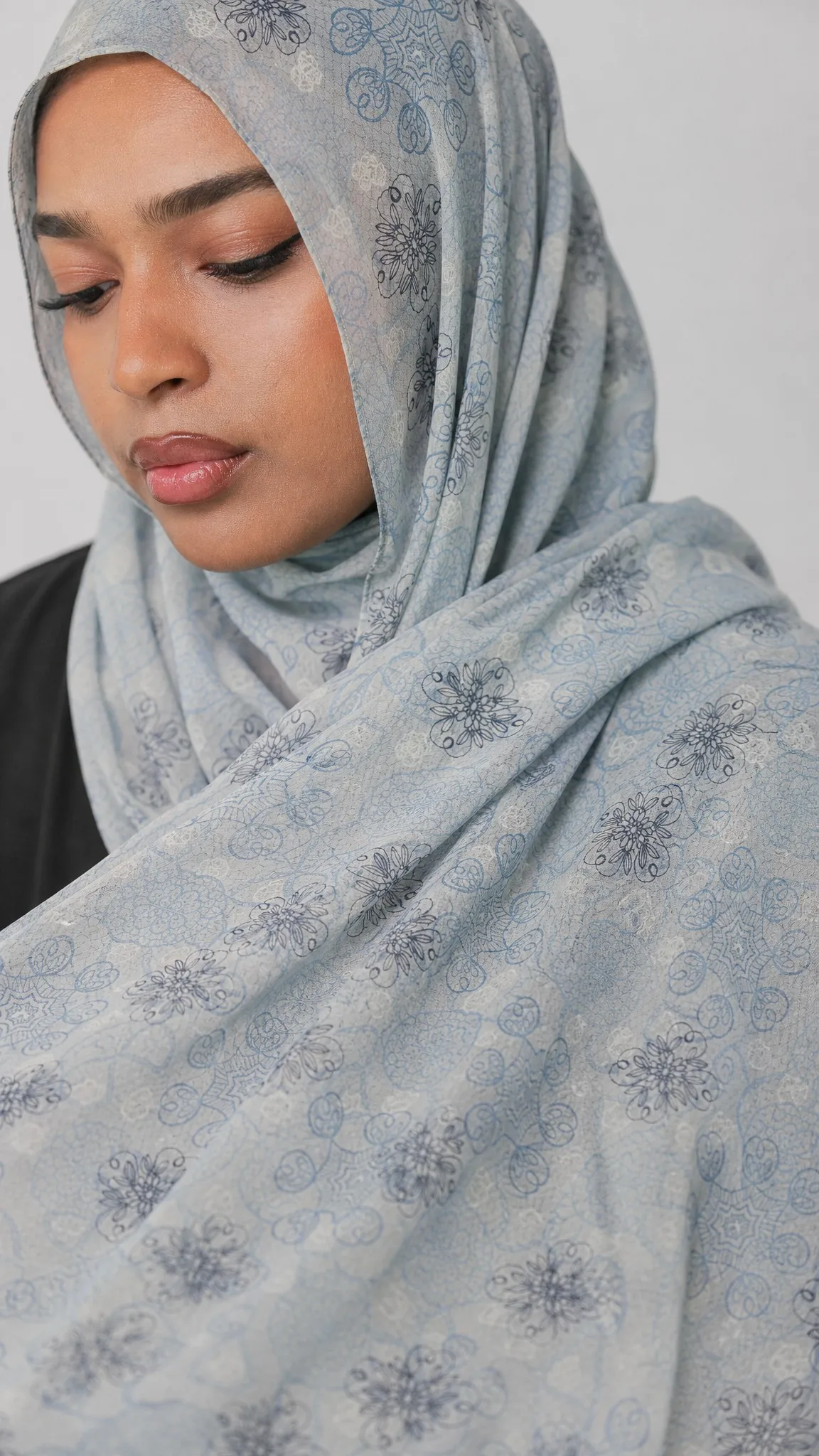 Custom Printed Modal Hijab Paisley Blue view 4