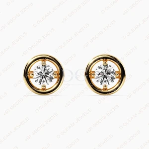 White Gold Trendy Four-Prong Round Lab Diamond Stud Earrings Square Profile for Engagement Parties and Anniversary Gifts