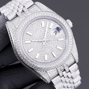 2026New Classic Elegant Luxury Men's Mechanical Watch White Moissanite Strap High-Quality Business Date Automatic Luminous Watch