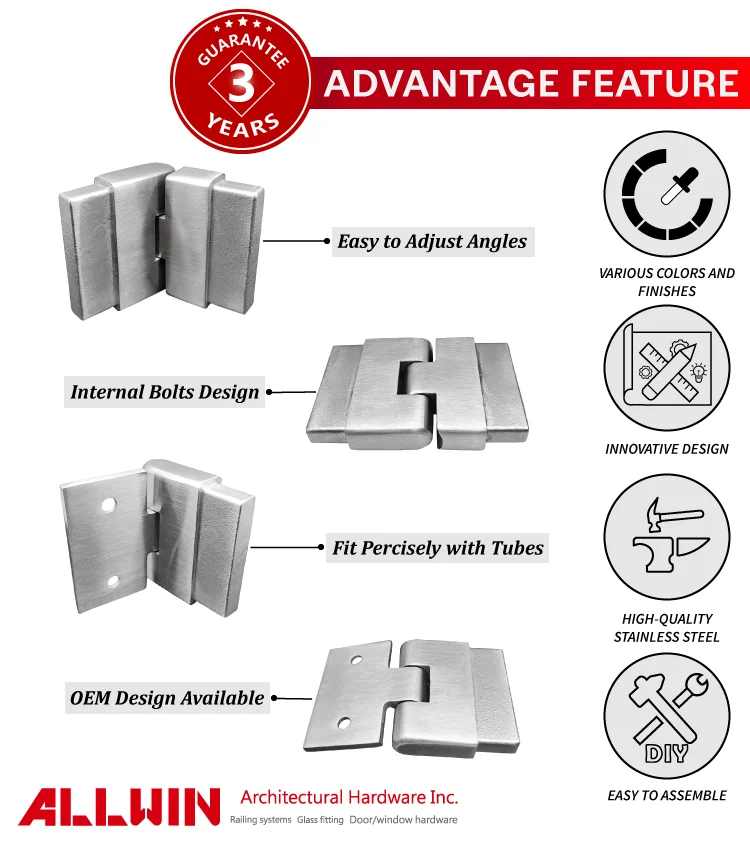 Stainless Steel Square Tube Connectors Adjustable Flush Angle For