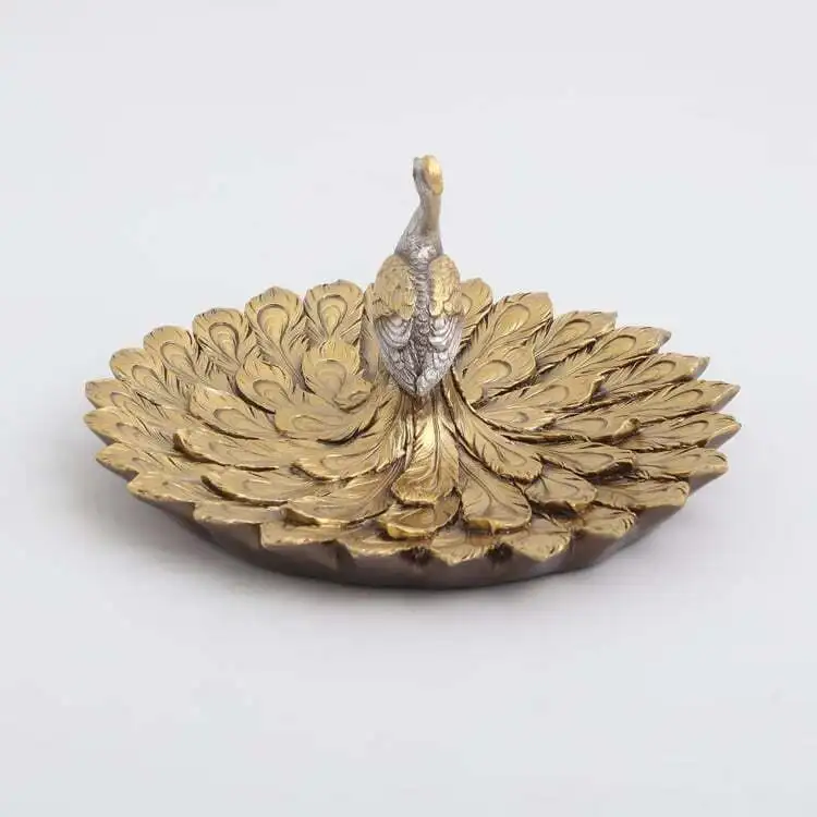 Vibrant Peacock-Inspired Serving Platter for Luxurious Dining Handcrafted Peacock Platter for Exquisite Home Dceor