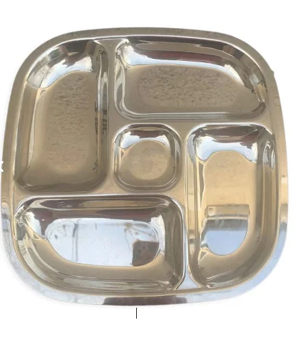 3 Compartment Modern Metal Thali Multi-functional Durable Eco-friendly Food Serving Tray for Masala Dosa Wada Pav