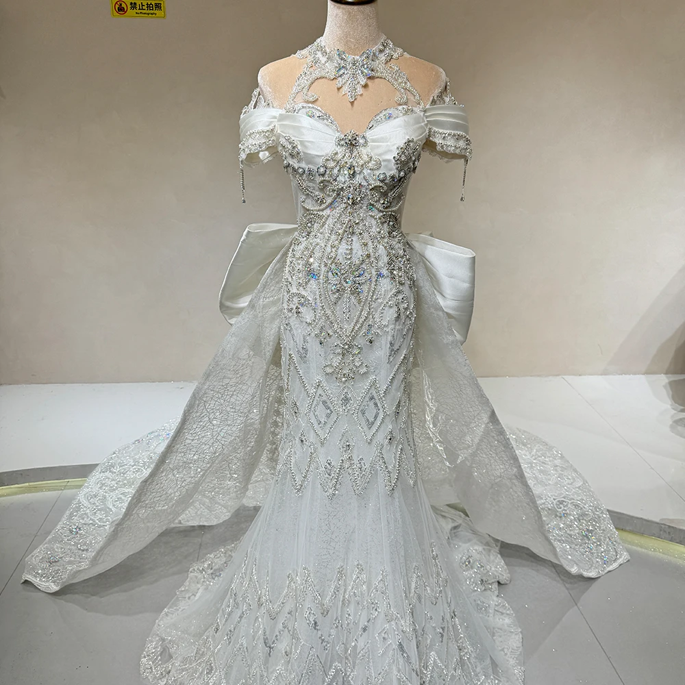 bridesmaid dresses nationwide Elegant Silver Gold Large Crystal Evening Dress with Cap SS517 main image 1