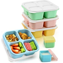 4 Pack Reusable Lunchable Containers Food Container for School Bento Box Divided Snack Box 4 Compartment Snack Containers