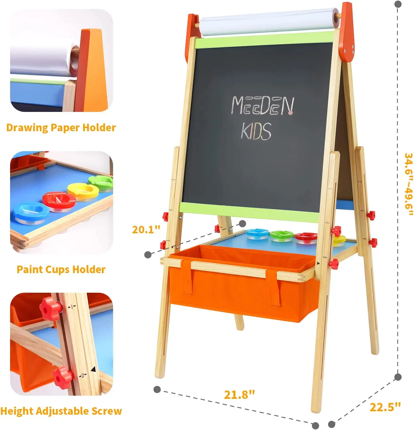 Joyooss Art Easel for Kids, Height Adjustable Standing Wooden Kid  Easel,Double-Sided Magnetic Dry Erase Whiteboard & Chalkboard, All-in-One  Child's