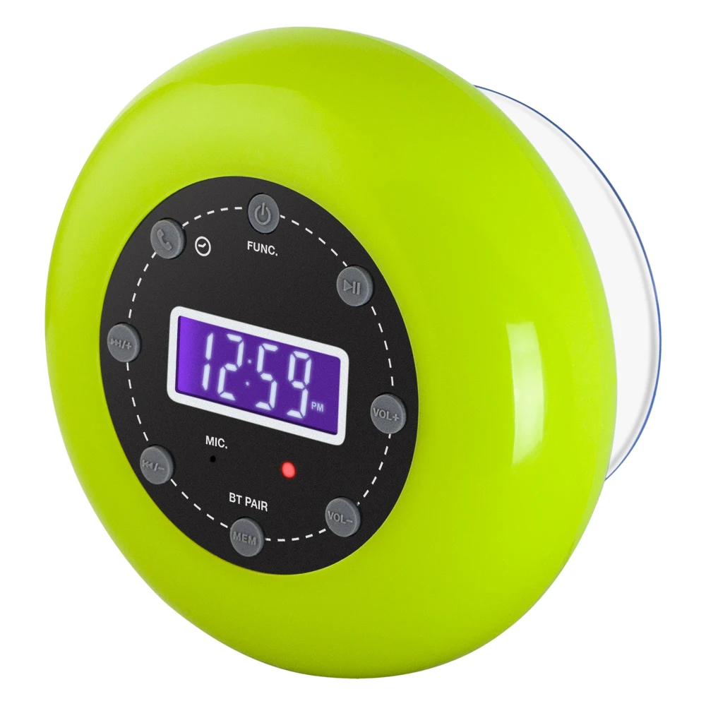 CR-710 Portable for Bluetooth Shower LCD Display Alarm Clock FM Radio Hand-Free Microphone-Built-in Features Made Durable