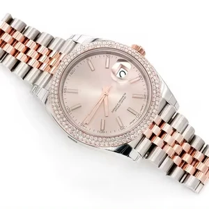 High End Luxury VVS Moissanite Unisex Watch Stainless Steel Iced Out 40mm Glass Dial Mechanical Movement Antique Hip Hop Design