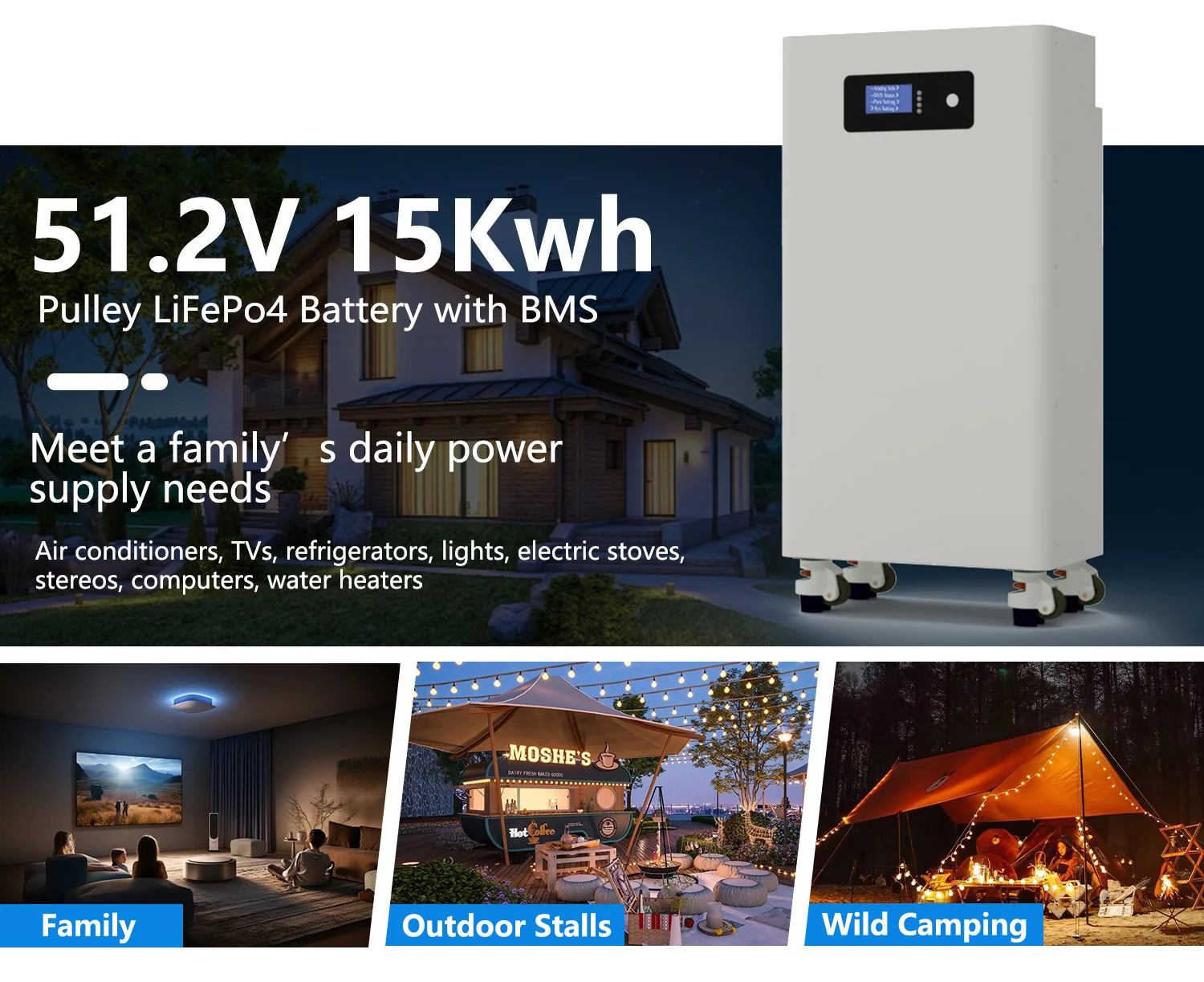 All in One Inverter and Lithium Batterie Au Lithium 51.2V 100Ah 200Ah ...