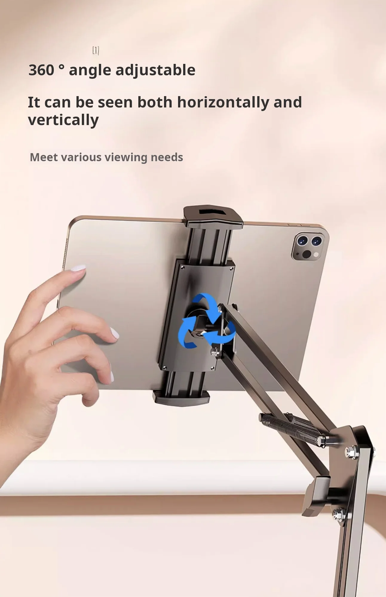 UGIFT 360° Rotation Long Clamp Gooseneck Phone Lazy Bracket Mount Reading Kindle Overhead Arm Desk Bed Tablet Holder Stand