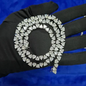 925 Sterling Silver IGI Certified VVS VS Clarity Micro Tennis Chain Necklace Men's Women's Hip Hop Style Triangle Cut 6mm