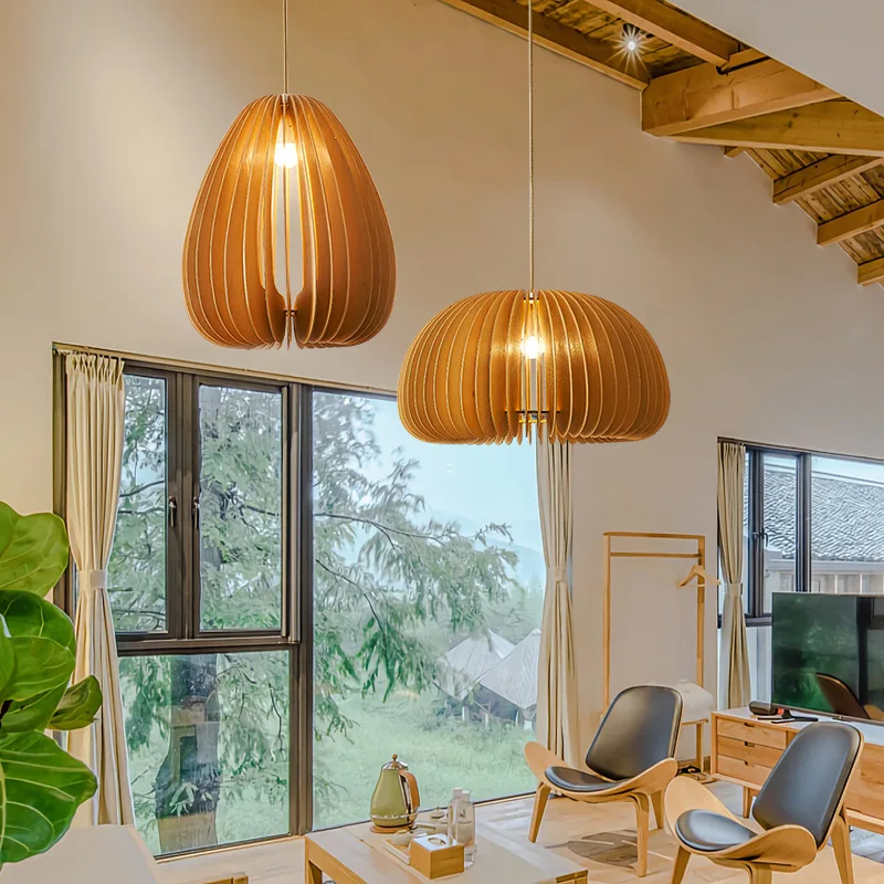 Nicro New Arrival Nordic Style Bedside Lamps Minimalist Design Ecological  Cocoon Recycle Home Decoration Wooden Chandelier