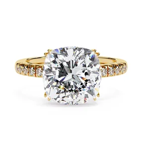 5.25 Carat Lab-Grown Cushion Cut Diamond Ring Trending Classic 14K Yellow Gold Engagement & Wedding Jewelry eternity vermeil