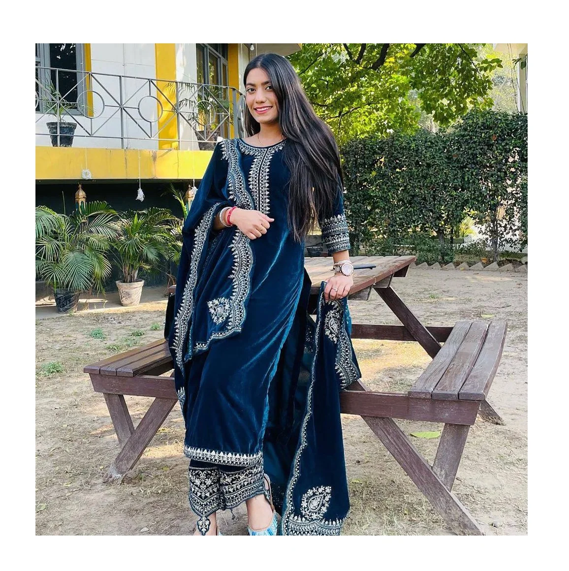 Eid Ramzan Special Viscose Velvet Salwar Kameez, Readymade Customizable  Pakistani Straight Kurta with Pant Dress