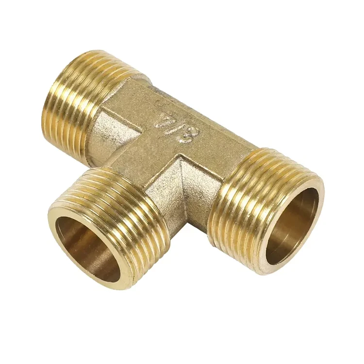  3 Way Brass Copper Plumbing Pipe Fittings With 3/8 Inch Brass Male Tee 