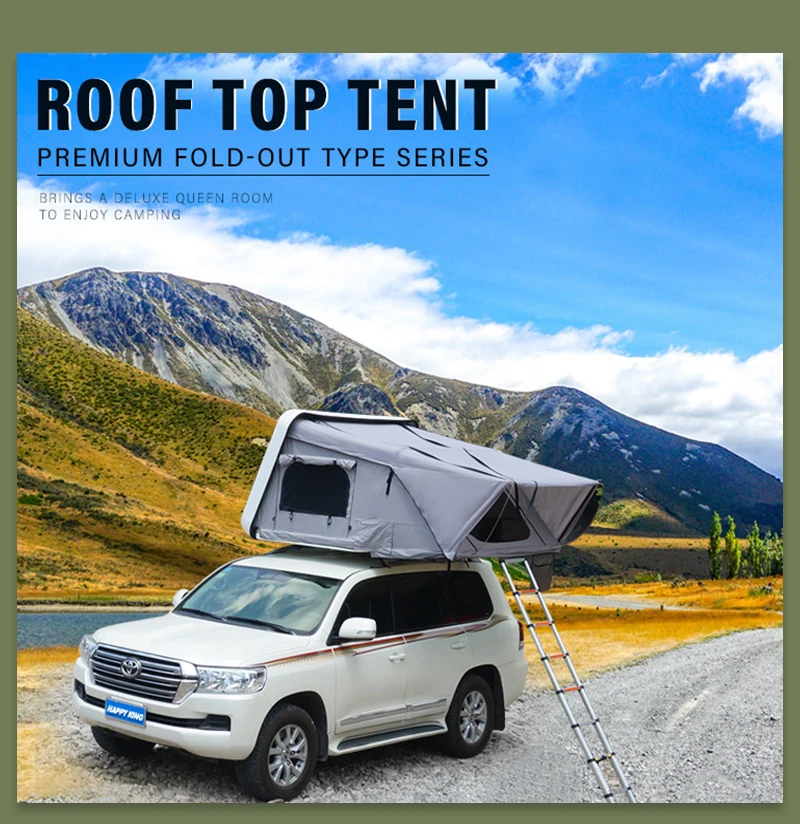 Glamcamp Hard Cover Camping Aluminum 4 Person Roof Top Tent