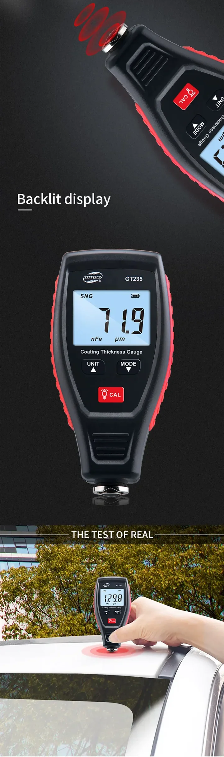 Benetech GT235 Portable Colored Digital Coating Thickness Gauge