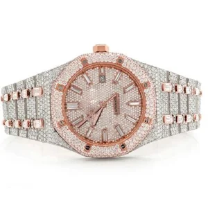 Latest Design Customized Fashion Jewelry Crafted Stainless Steel Fully Iced Out Wrist Watch for Men Lab Grown  Diamonds