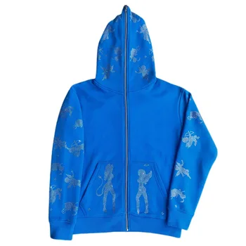 Men Women Oversized Fit Street Wear Y2K Full Zip up Hoodie Men Women Oversized Fit Street Wear Y2K Full Zip up Hoodie