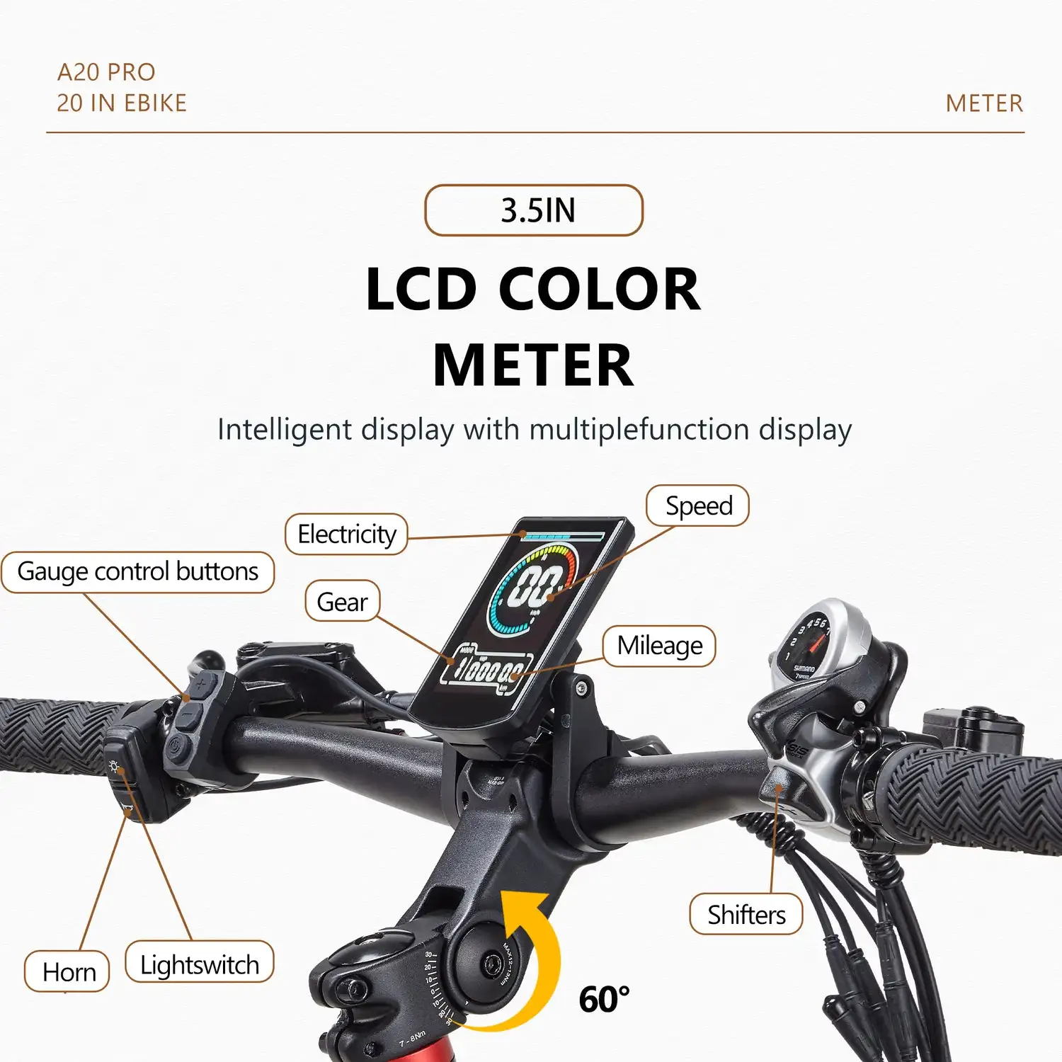 CEAYA A20PRO Electric Bike 48v 20Ah Lithium Battery Grey Option with Hydraulic Disc Brakes Aluminum Alloy Frame