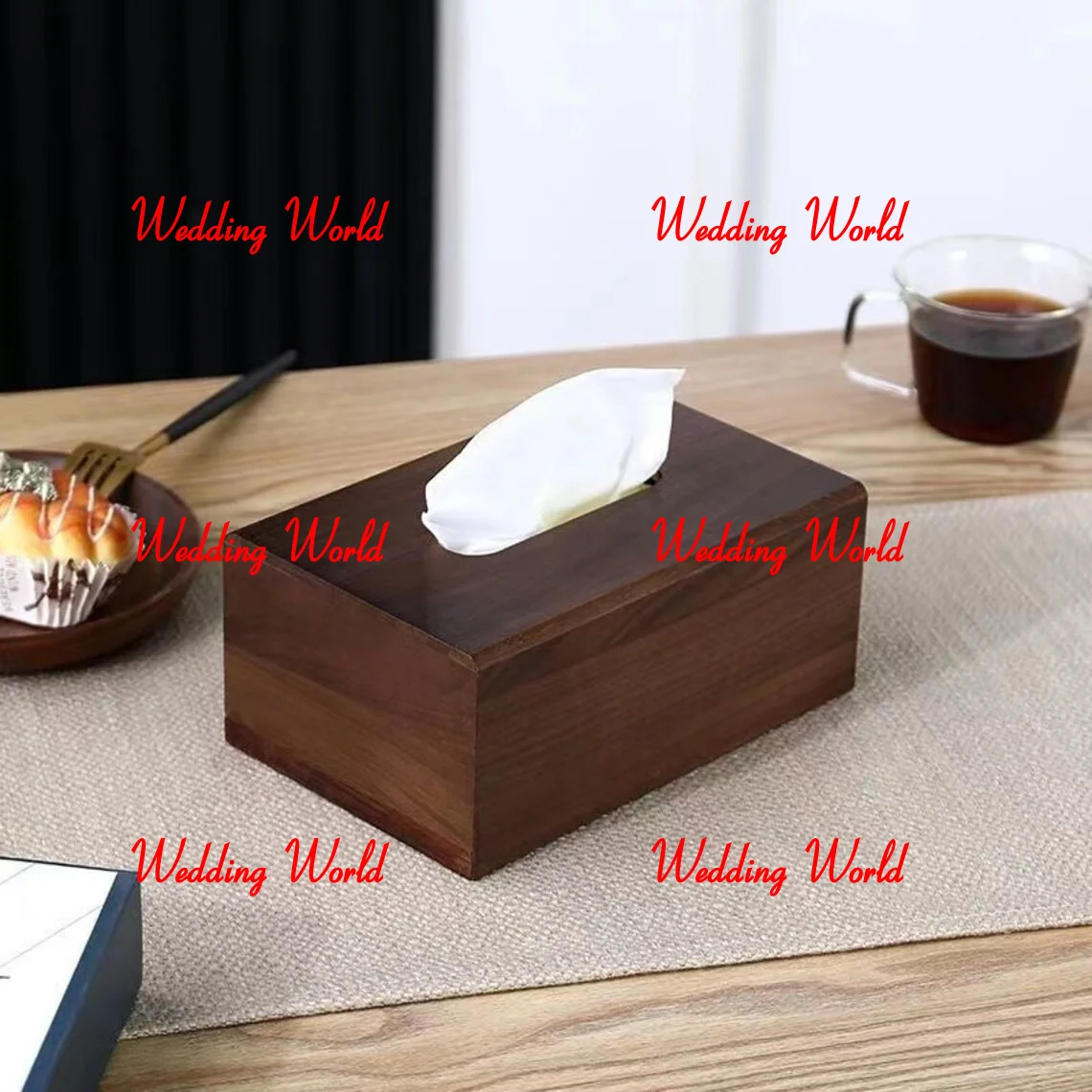Rectangle Shape Wooden Tissue Box Excellent Quality Handmade Napkin