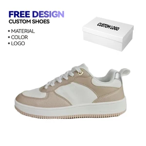 2026 Factory Custom Women's PU Skateboarding Sneakers Breathable White Sports Casual Style Light Weight for Spring Summer Autumn