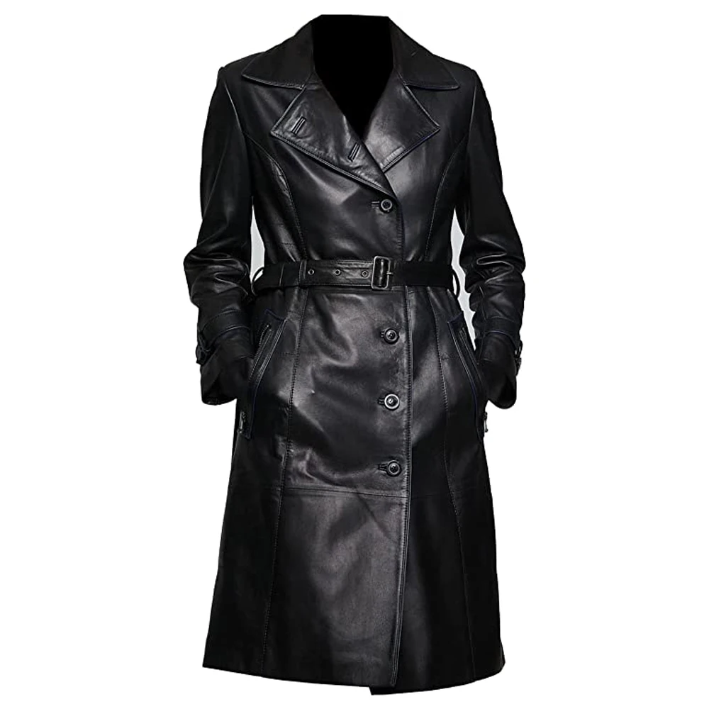 Long Coat Winter Wear Black Lambskin Leather Jacket For Women 2023 ...