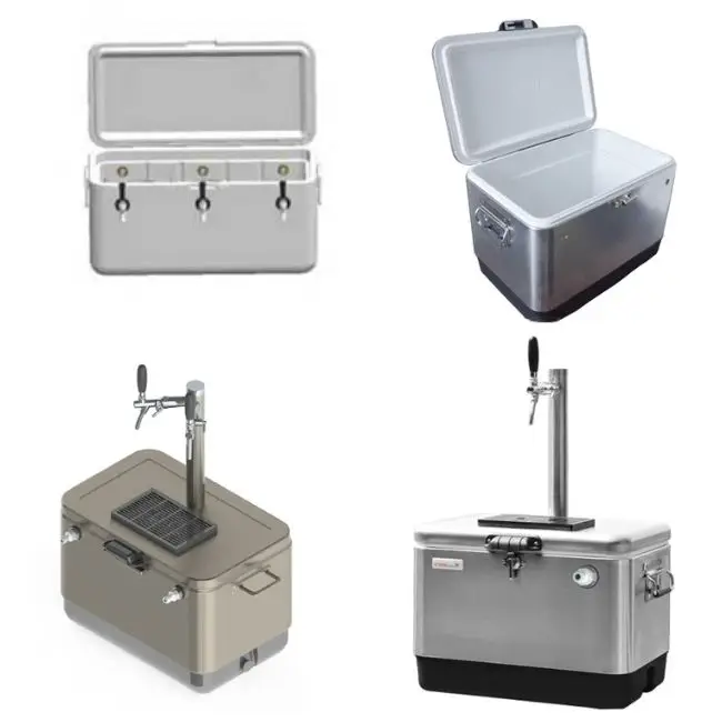 Steel Belted Jockey Box With 1/2/3 Taps Tower Beer Cooler Cooling Box Beer Coil Bucket Stainless