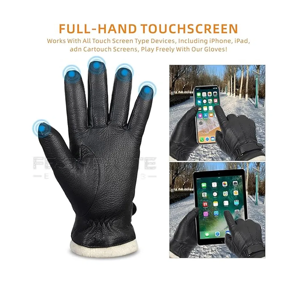 Изготовленные на заказ хороший материал зимний сезон кожаные перчатки однотонные мужские Модные