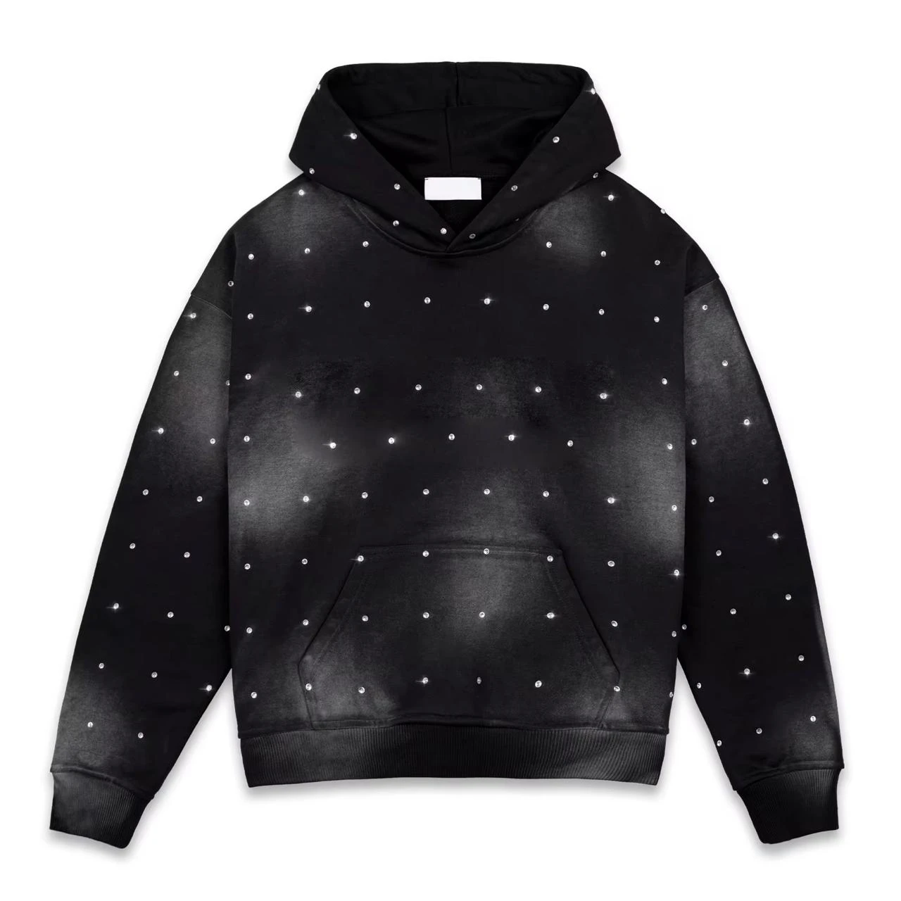 Glory Custom Rhinestone Screen Print Logo Fleece Regular Fit Heavy 100% Cotton Acid Wash Sun Faded Winter Men Hoodies Vintage