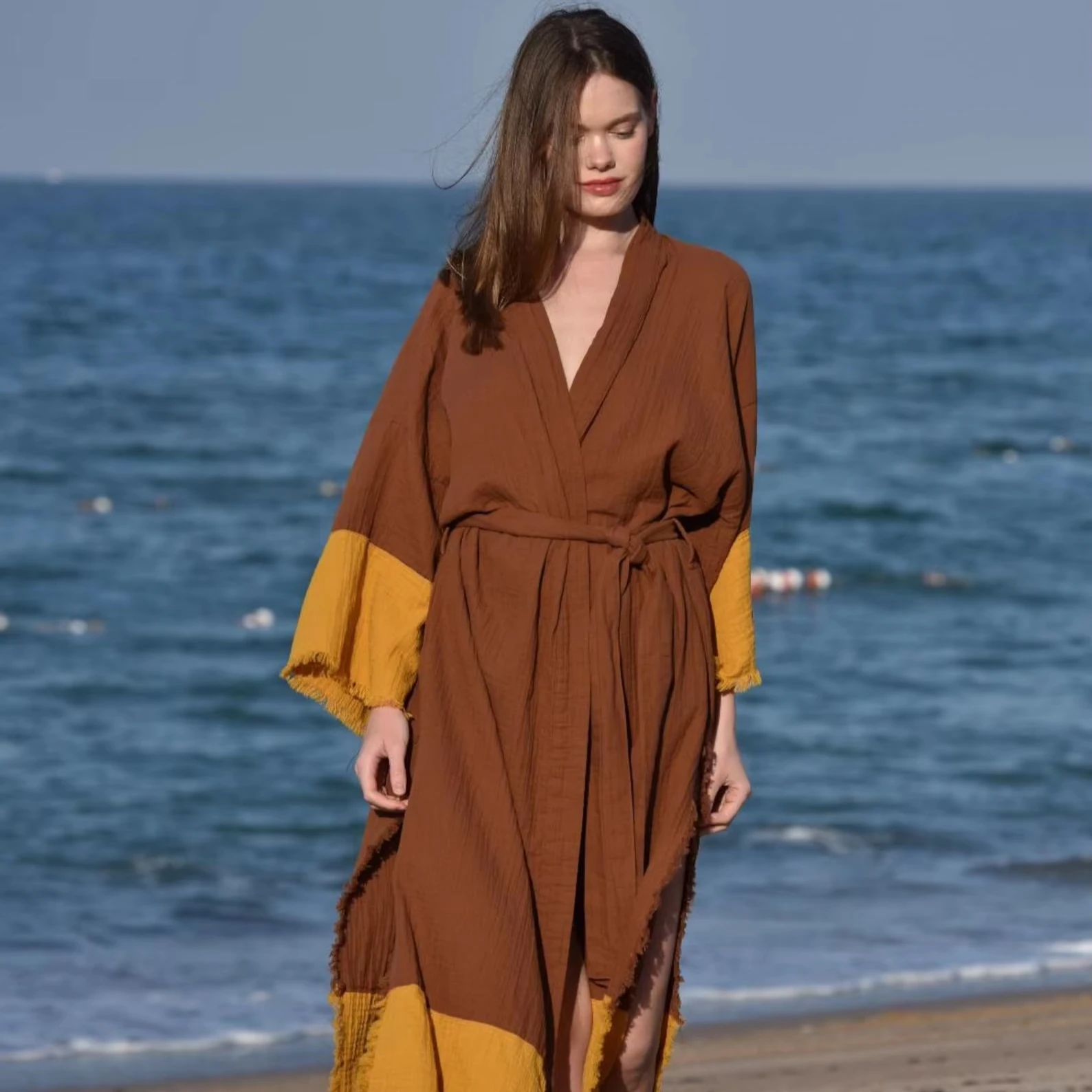 High Boho Vintage Casual Sexy Elegant Party Formal Maxi Midi Summer Muslim Dress Linen Cotton Pleated Lace V-Neck Bell Woven