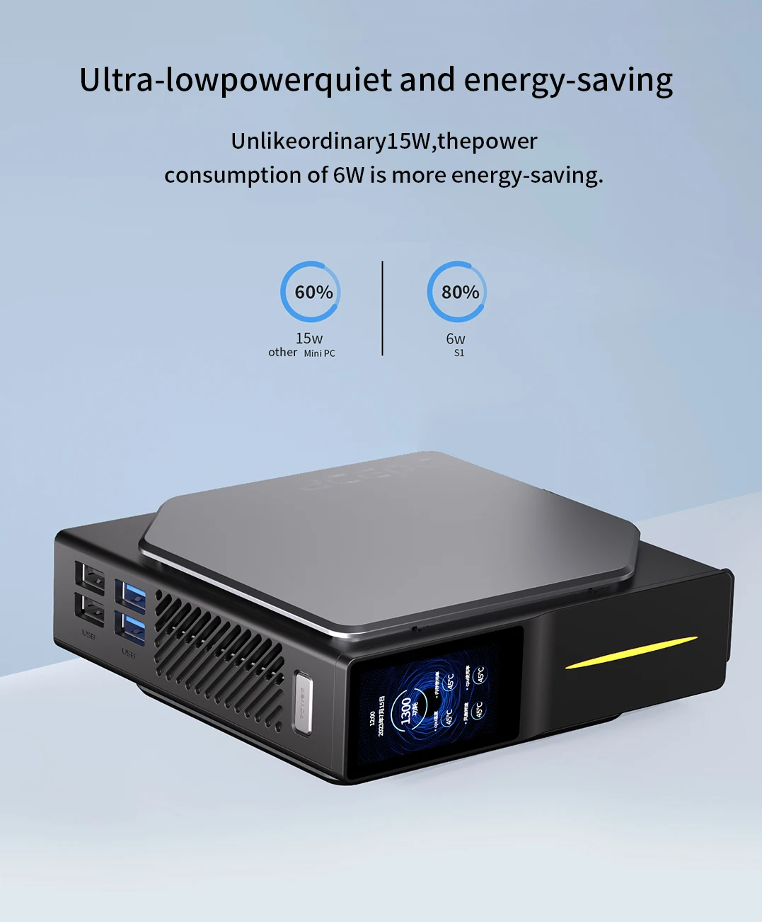Qunshi S1 N150 Mini PC - Windows 11 Pro, 8GB RAM, 128GB SSD