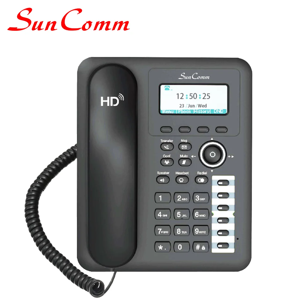 SunComm SC-9072-PE low cost IP Phone for enterprise hotel office with 2 SIP PoE HD voice