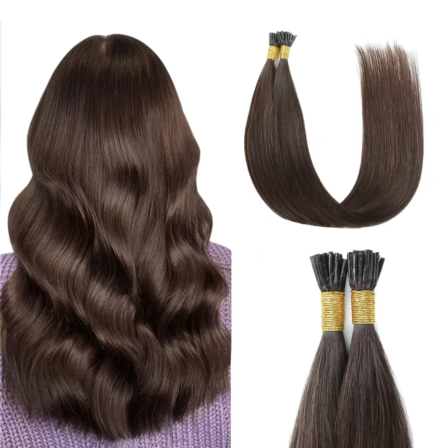 2025 New Extensions Wholesale Natural Human I tip Double Drawn virgin hair Ombre I Tip Hair Extension With Low Price supplier