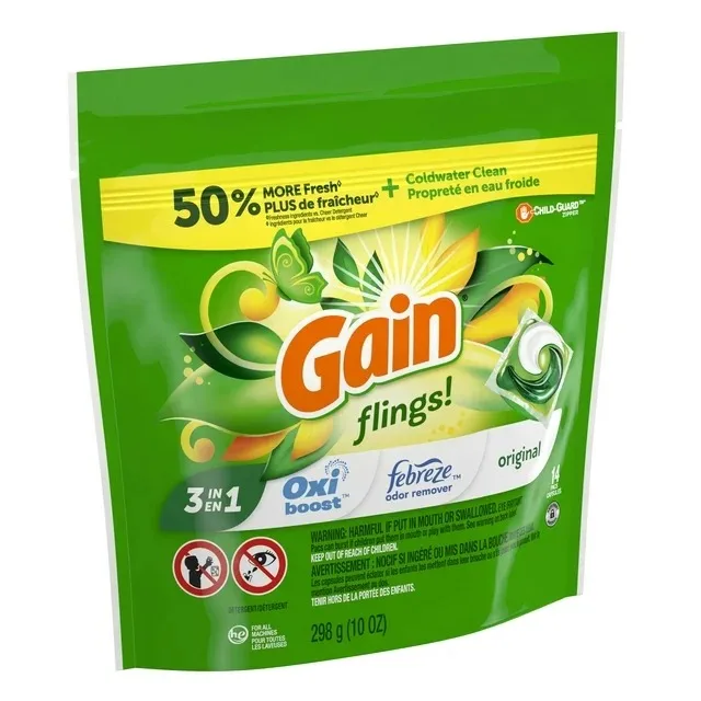 Gain Flings Laundry Detergent Pacs,Original Scent,14 Count - Buy Gain ...