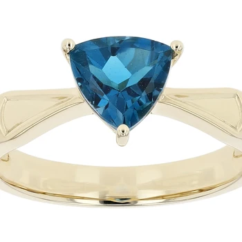 Regal Elegance: Trillion London Blue Topaz 10k Yellow Gold Ring ...