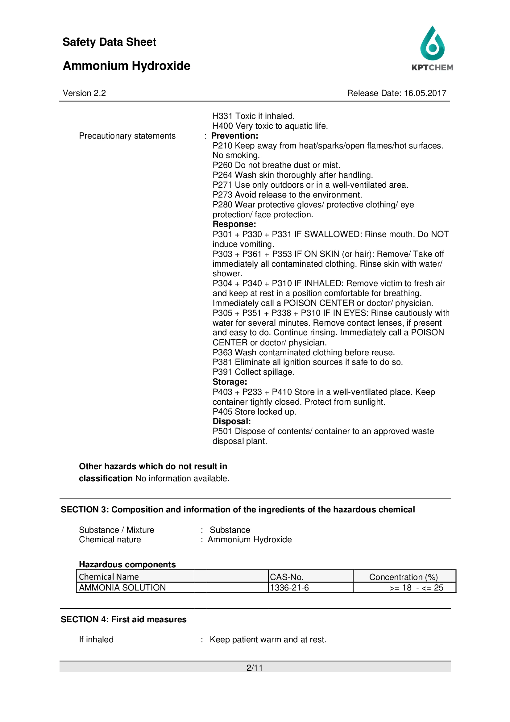 High Quality > 99.5 Purity Ammonia Industrial Agriculture Grade