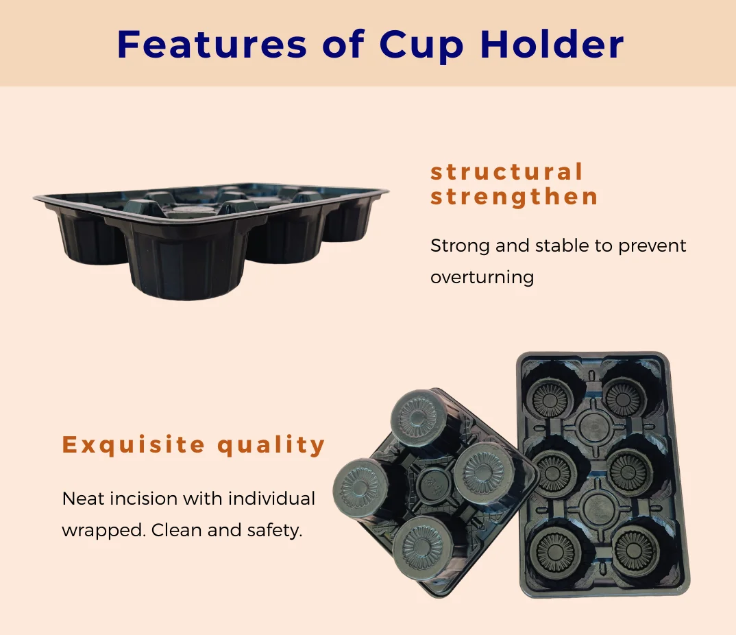 Eco Friendly Cup Holder Tray Paper Takeaway Pulp Drink Holder Paper Cup