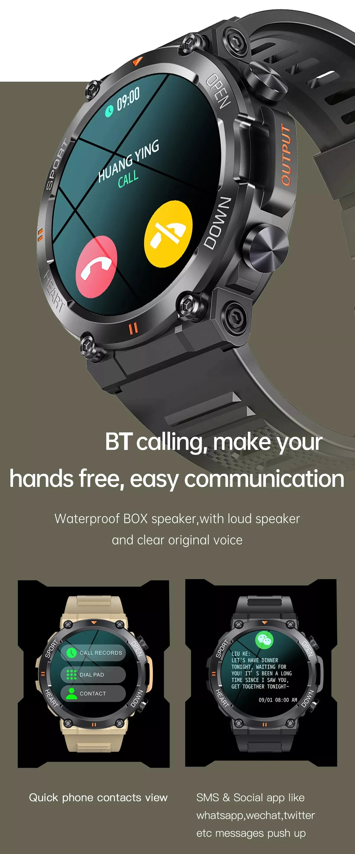 New K52 Wireless Bt Call Smart Watch Ultra-long Standby Heart Rate ...