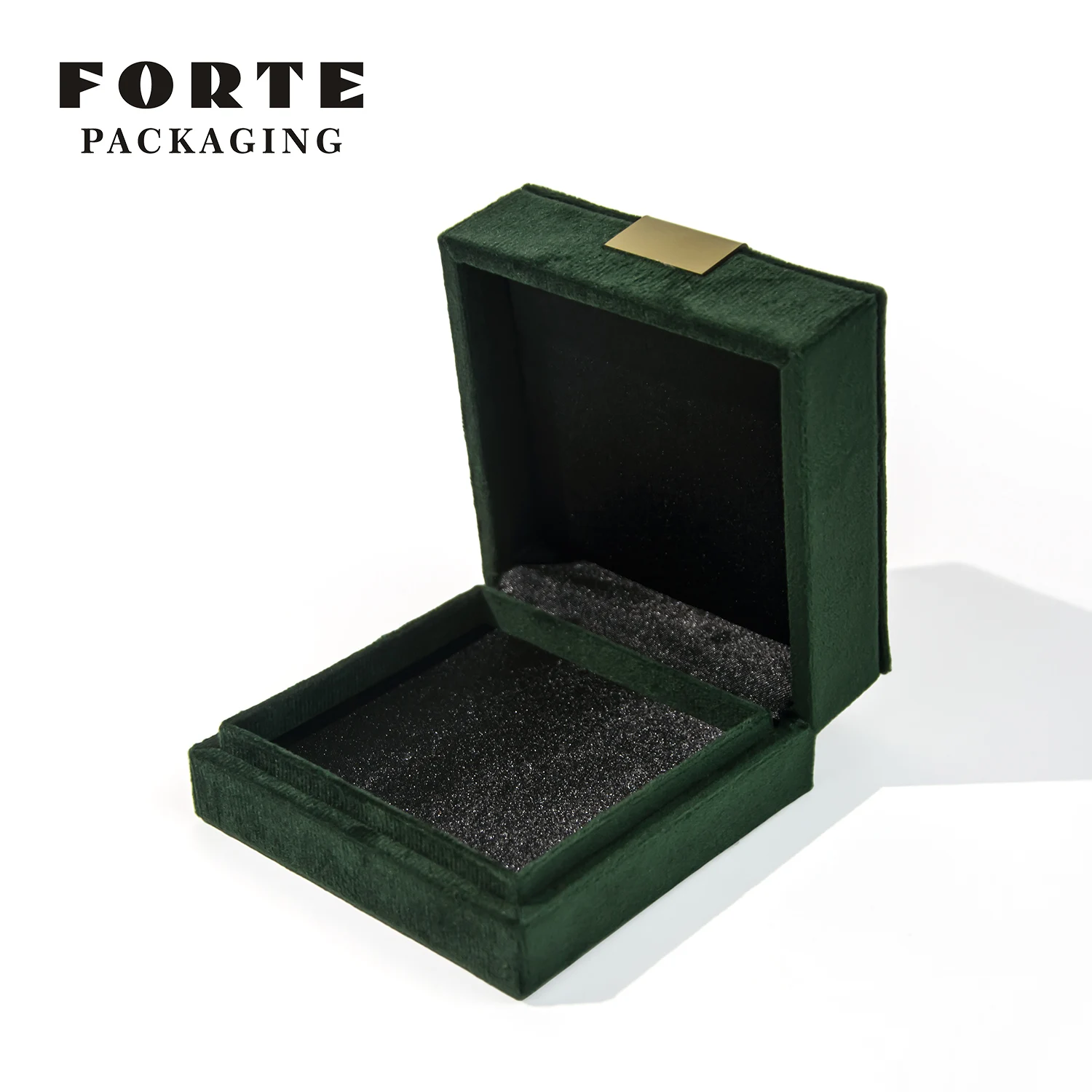 FORTE 커스텀 로고 럭셔리 코인 전시 박스 그린 주얼리 포장 디자인 벨벳 스퀘어 코인 박스