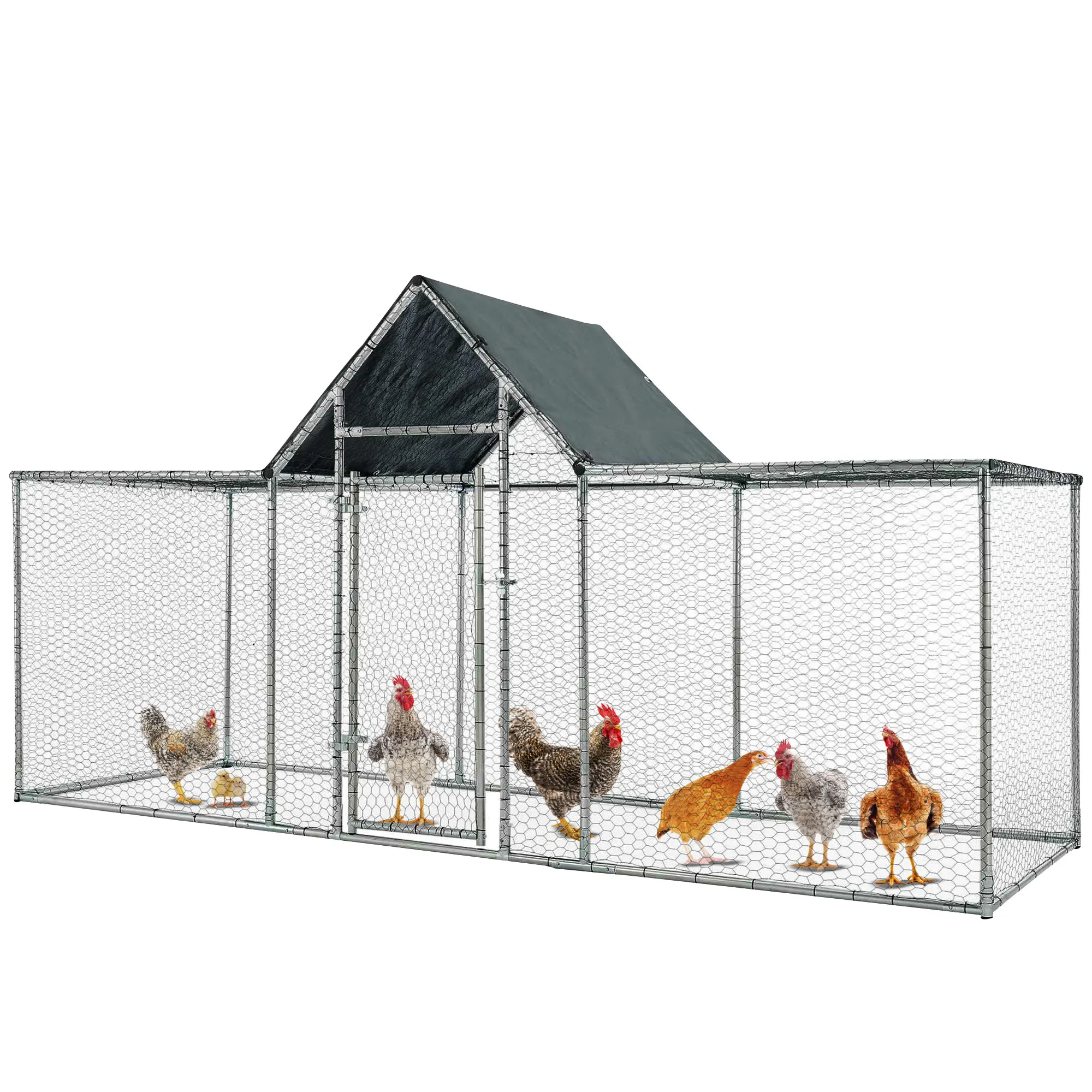 SEGMART Large Metal Chicken Coop For Yard, Outdoor Walk-in Chicken