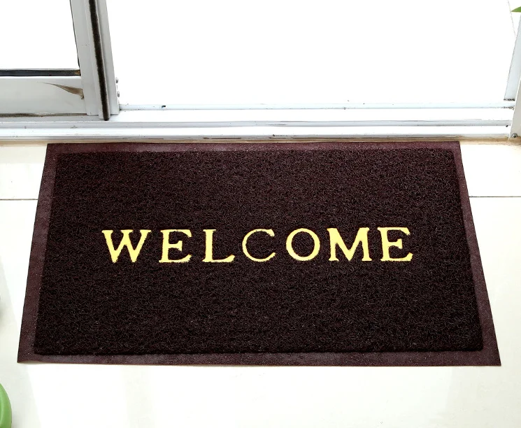 Hot Selling Durable pvc Coir Doormat with Heavy-Duty Welcome door mat Entrance Door Mats hoe Rugs coil carpet