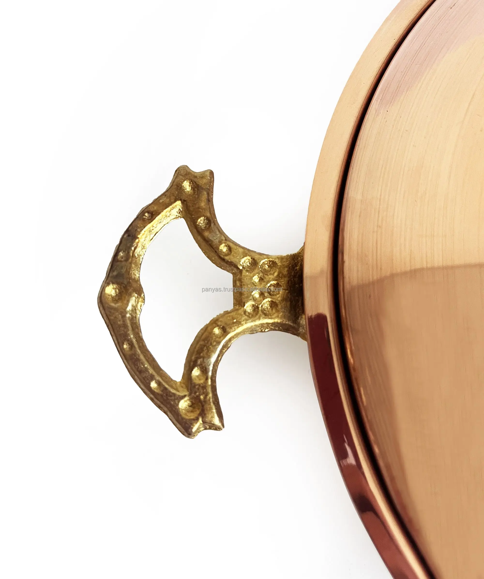 Handmade Hand Hammered Copper Emirgan Pan With Lid Pan,Skillet,Frying Pan 14