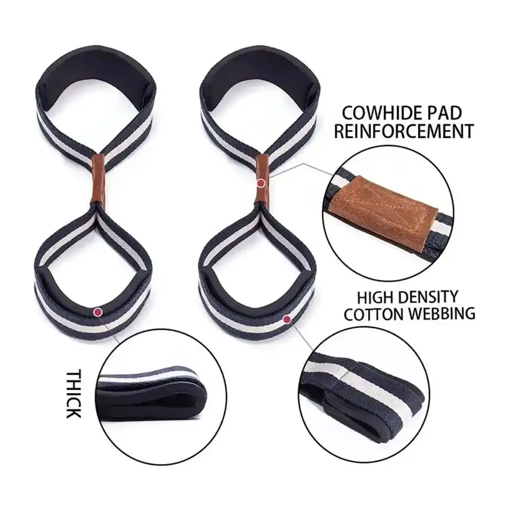 Bodybuilding Exercises Figure 8 Weight Lifting Straps Heavy Duty Gym