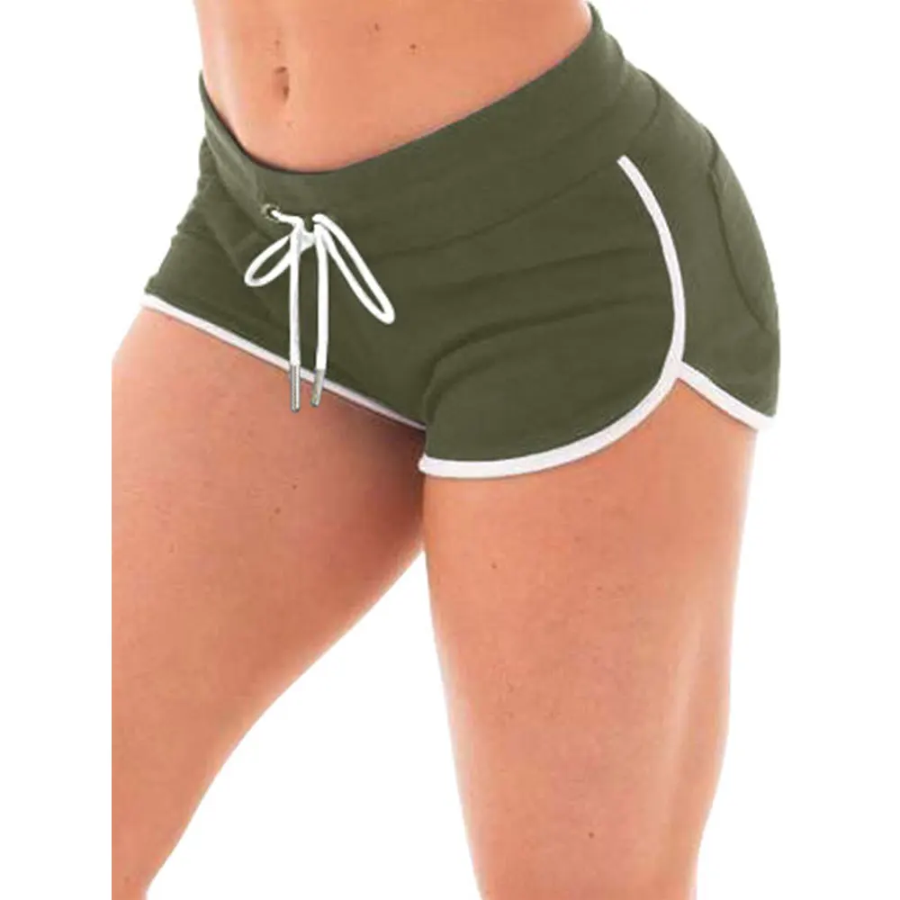 Wholesale Oem Logo Embroidered Stretchy Yoga Shorts Elastic Waist Gym Hip Women Sports Shorts