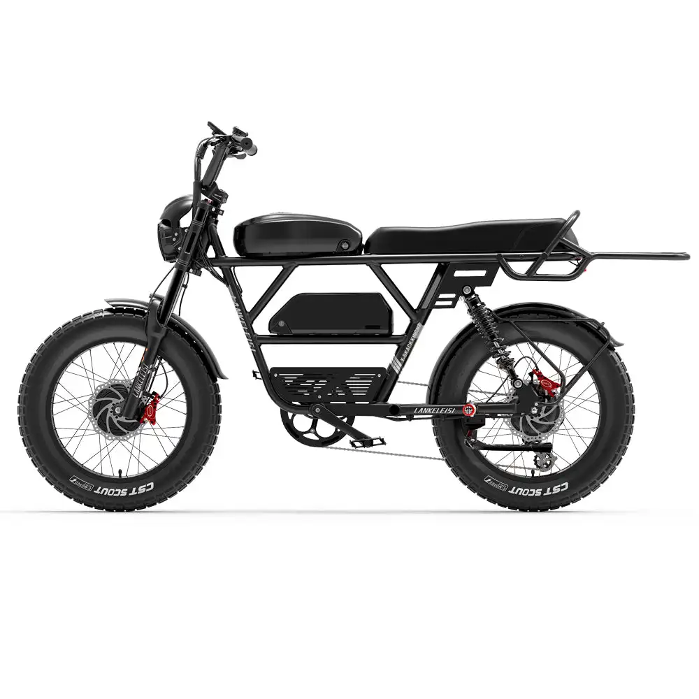 LANKELEISI X-Black Knight 2000W Electric Bike with Dual Motors 48V Aluminum Frame and 280KM Range Power by Lithium Battery