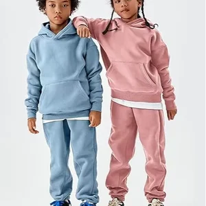 Children Winter Tracksuits Custom logo Kid 2 Piece Clothing Set  3-12 Years Solid Kids Clothing Sweatsuits Set