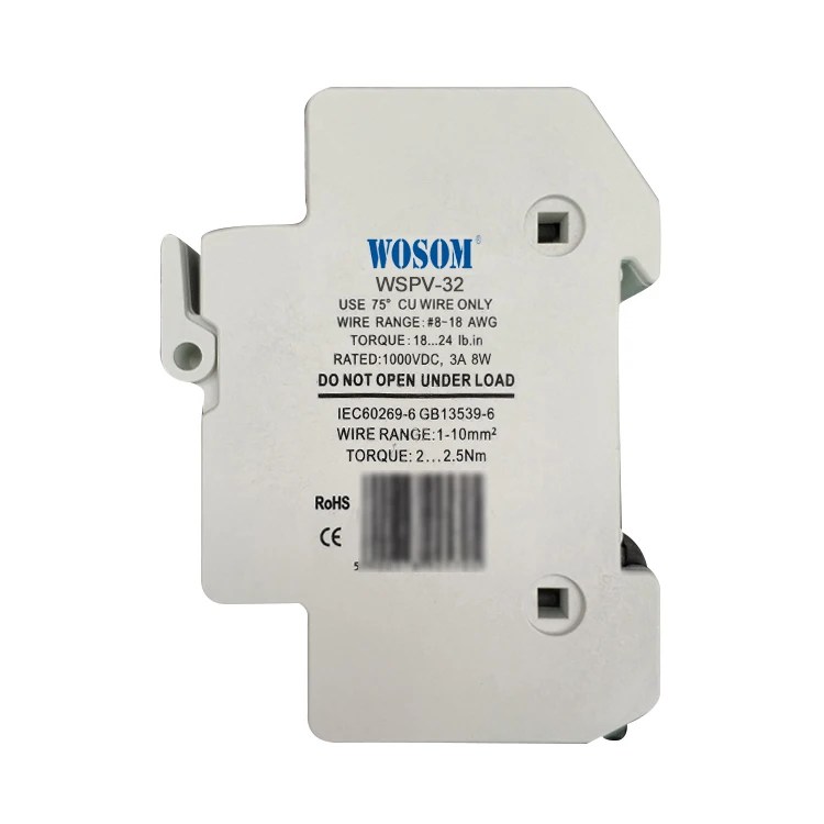 Wosom WS18-32 Солнечный Din Rail PV держатель предохранителя с 1000V DC gPV 10x38 мм