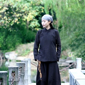 Women's Vintage Fashion Cotton Linen Wide Sleeve Casual Blouse Summer Eco-Friendly Breathable Boho Crop Top Big Sizes Available