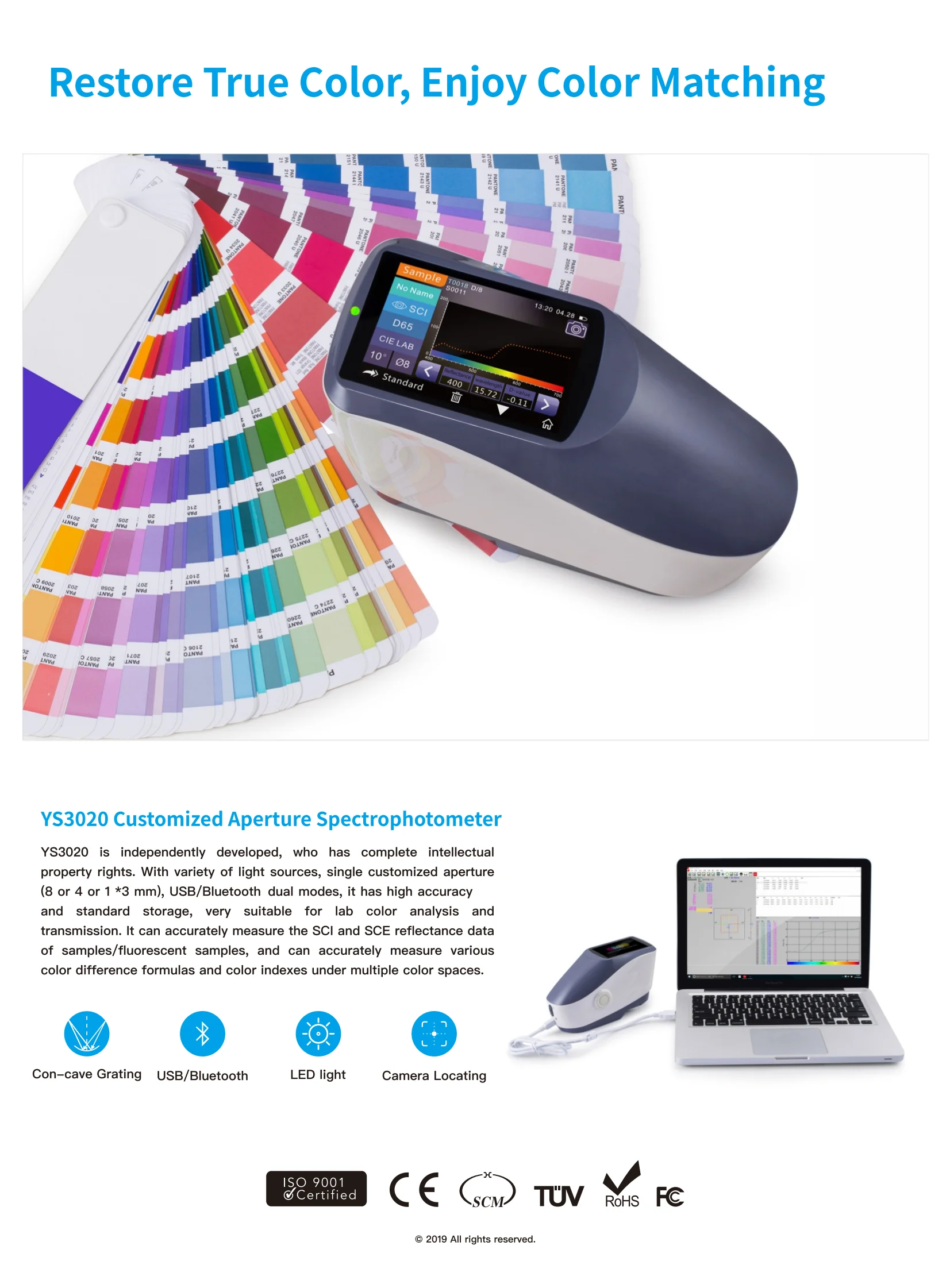 Ys3020 3nh Portable Color Spectrophotometer For Car Paint Textile Color ...